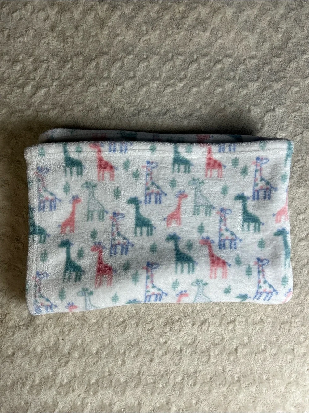 Crevent Giraffe Print Baby Blanket Pink White Green Blue Security Lovey